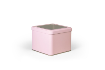 Blech Box - gross - Quadratisch mit durchsichtigem Deckel - pink