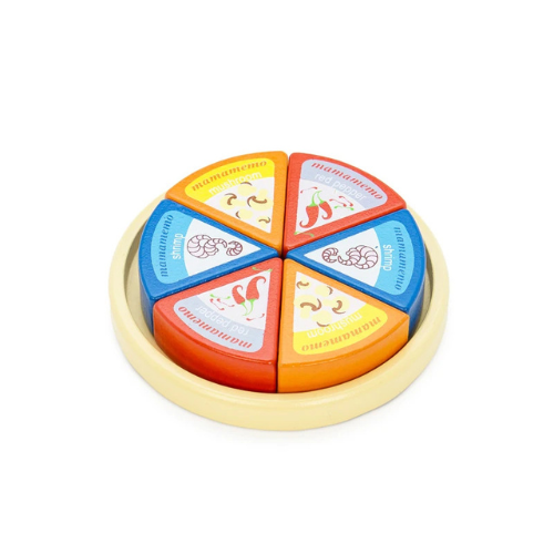 Playfood - Runder Käse mit Dreiecken - holz